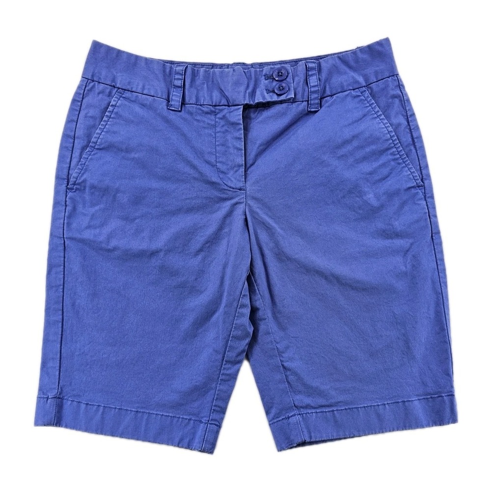 Vineyard Vines Women's 00 Dayboat Bermuda Shorts Purple Blue Stretch Whale Logo